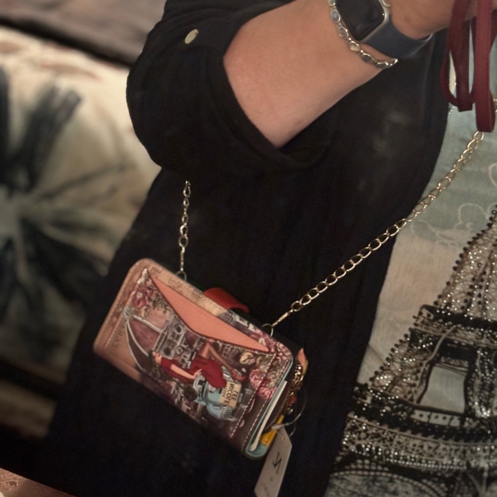 NEW🔥Nicole Lee wallet Croosbady   with chain Brown colorful ❤️🤎💙phone case - Picture 4 of 13